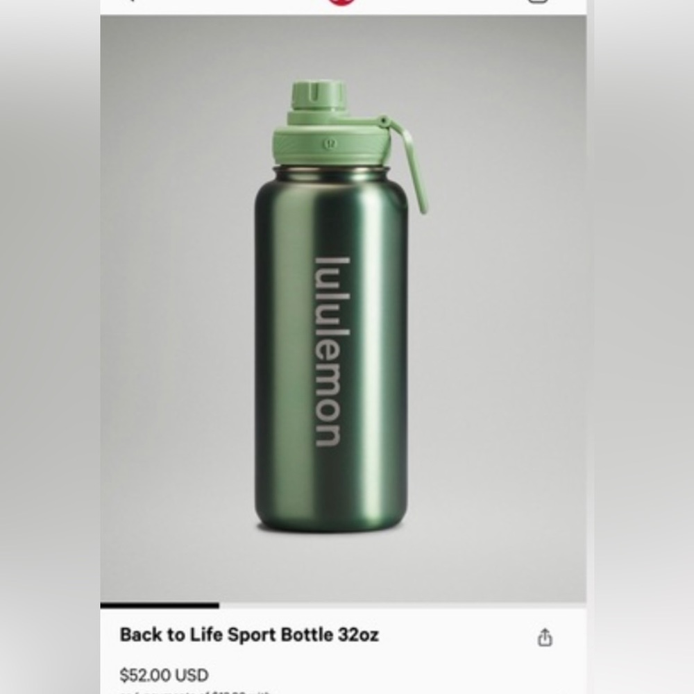 NWT lululemon mint moment 32oz back to life bottle